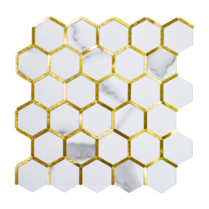 1 Stone Look and Gold Hexagon Mosaic