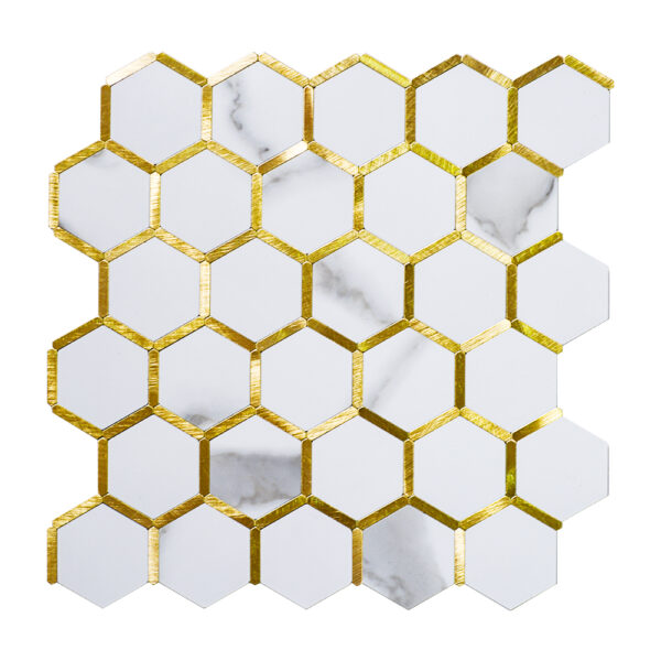 1 Stone Look and Gold Hexagon Mosaic