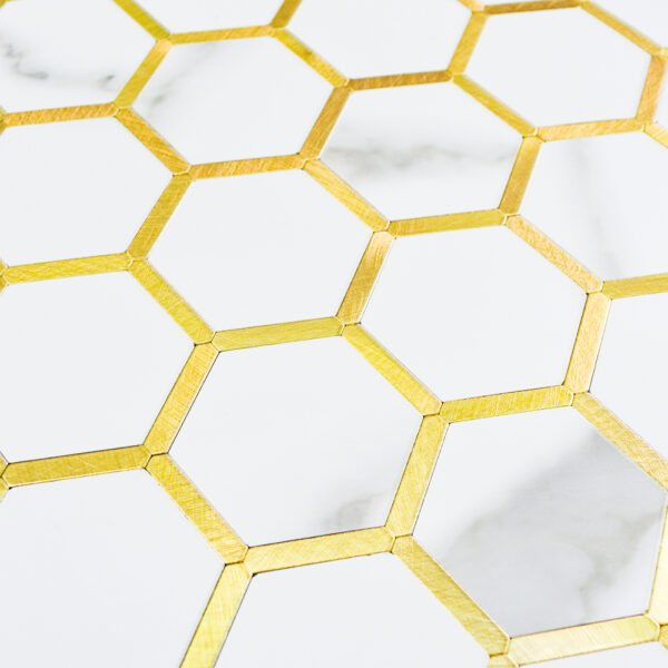 2 Stone Look and Gold Hexagon Mosaic