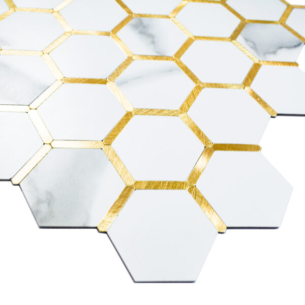 3 Stone Look and Gold Hexagon Mosaic