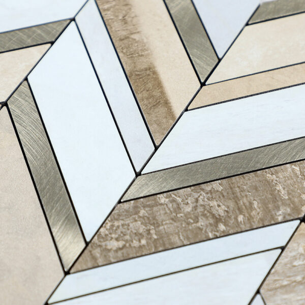 EH-2387 (4) Peel and Stick Chevron Aluminum Mosaic