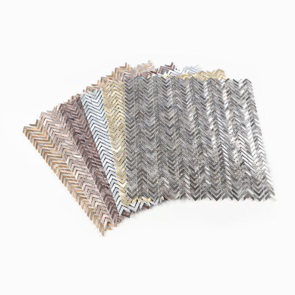 JHL21 (9) Herringbone Mesh-Backed Metal Mosaic