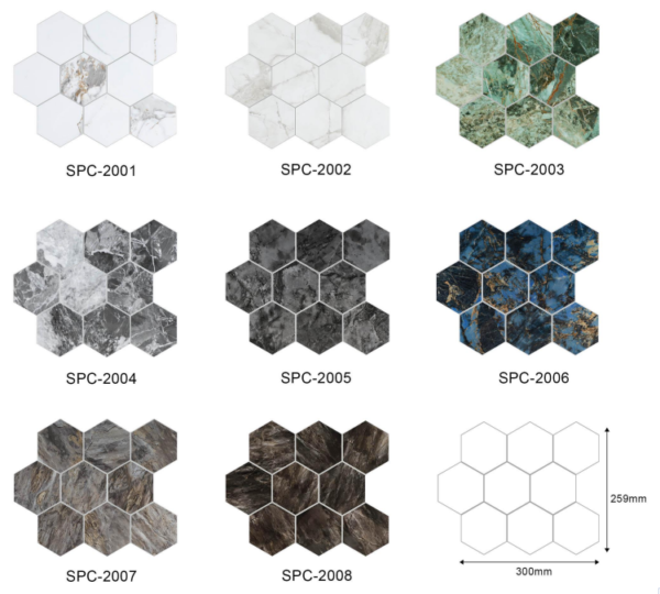 SPC Hexagon Peel and Stick Tile