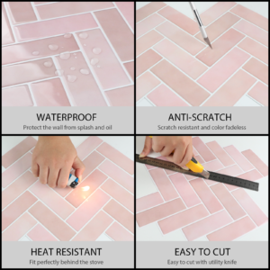 人字粉色四属性图 3D Wall Stickers Home Decor Self-adhesive