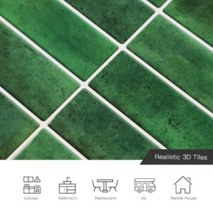 细节线条绿色 Dark Green Peel and Stick Tiles Sticker