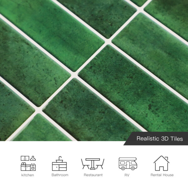 细节线条绿色 Dark Green Peel and Stick Tiles Sticker