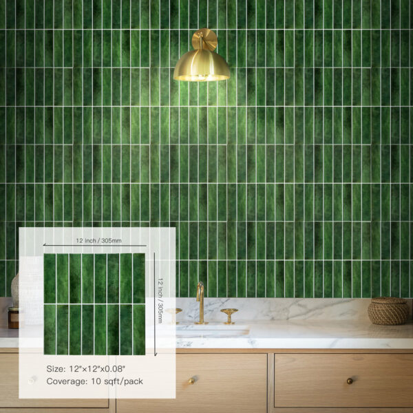 绿色长条 Dark Green Peel and Stick Tiles Sticker